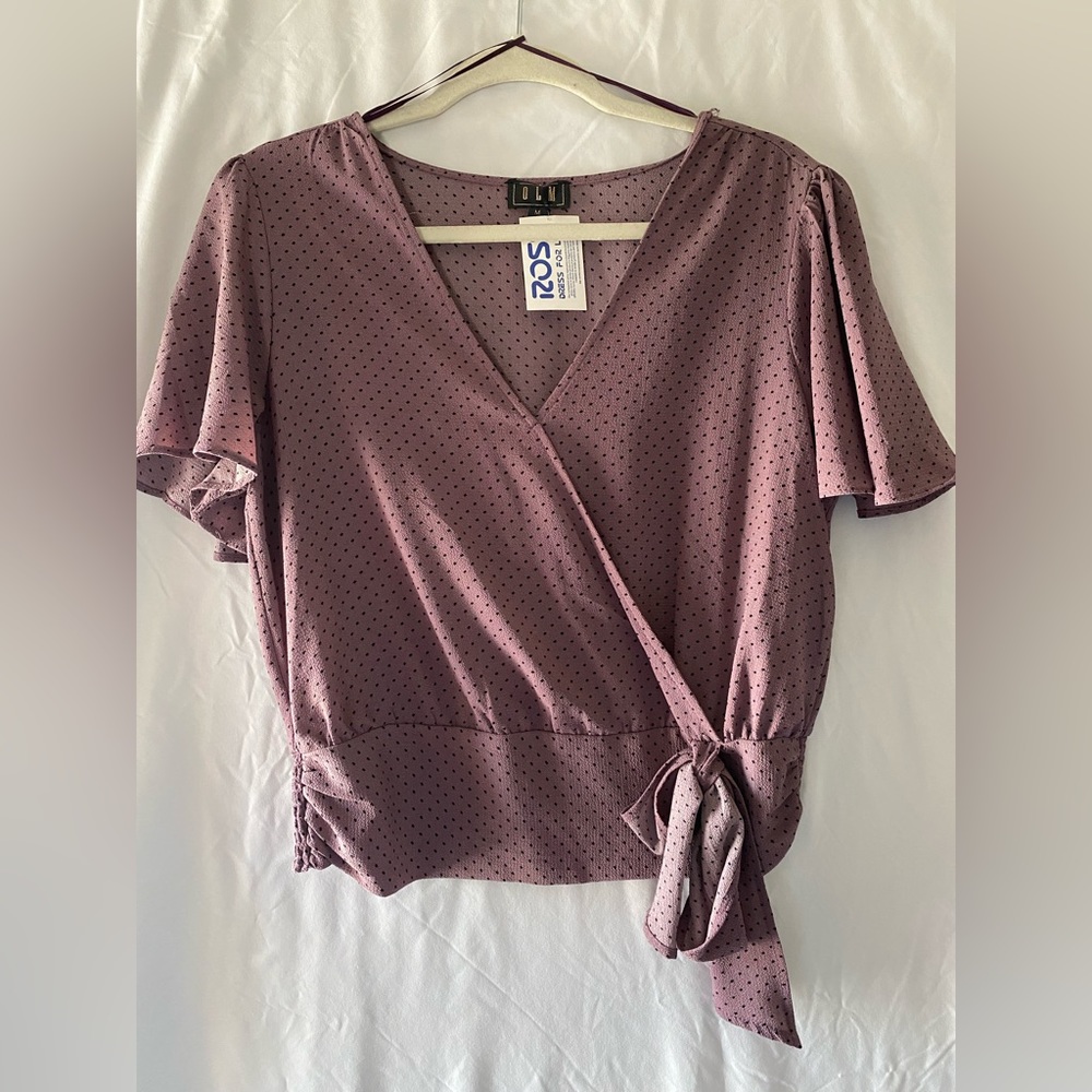 Purple polka dot blouse